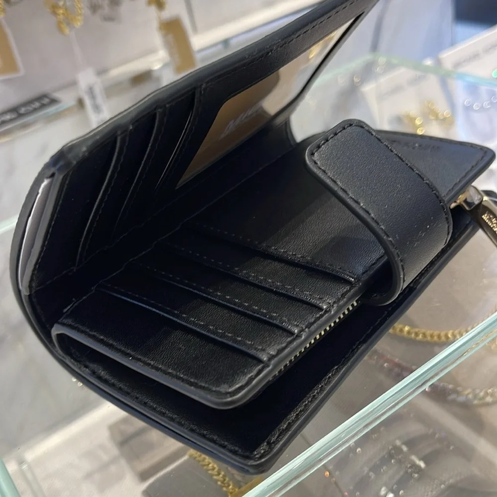 Michael Kors Jet Set Medium Two-Tone Logo Wallet BLACK COMBO NWT